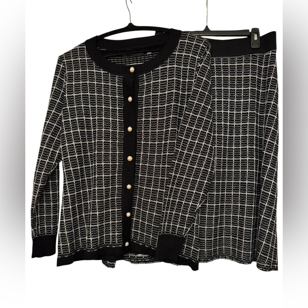 Nina Leonard 2 pc Tweed Cardigan & Skirt Set - Picture 6 of 13